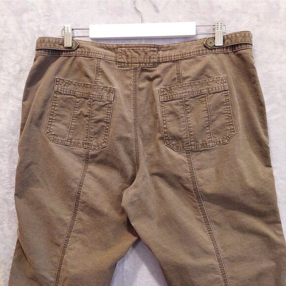 Coldwater Creek Capri Womens 16 Brown rip stop waist side tab Natural Fit Casual - Picture 12 of 16